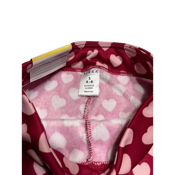 NEW Serra Fleece Lined Leggings Red With Pink Hearts Women’s Size Small (4-6) - Picture 6 of 9